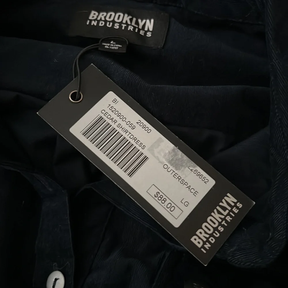 NWT Brooklyn Industries Navy Cedar Shirtdress Outer-space 100% Cotton Size Large - Picture 10 of 15